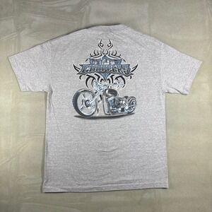 Top Heavy Pacific Choppers Motorcycle T-Shirt Mens Large Heather Grey Y2K Biker